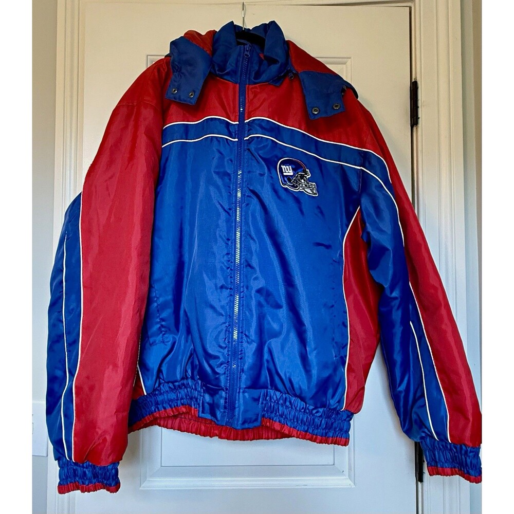 Vintage 90s NFL New York Giants Colorblock Winter Jacket Hooded Size XL Premium